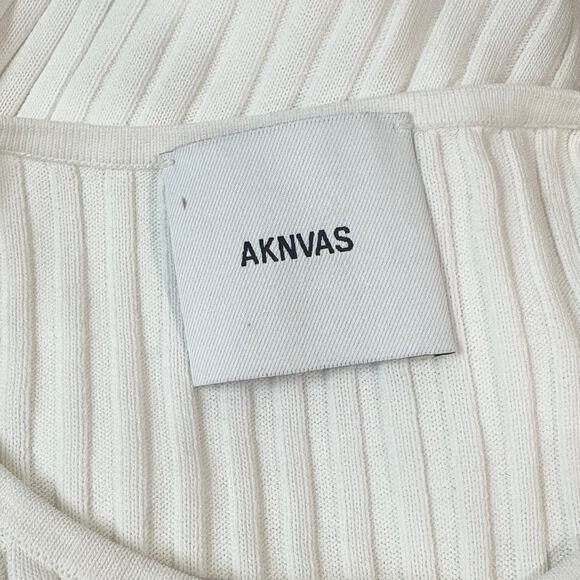 AKNVAS Faye Knit Top Crew Neck Corset Stitch Bustier Ribbed Long Sleeve, White - Picture 13 of 16